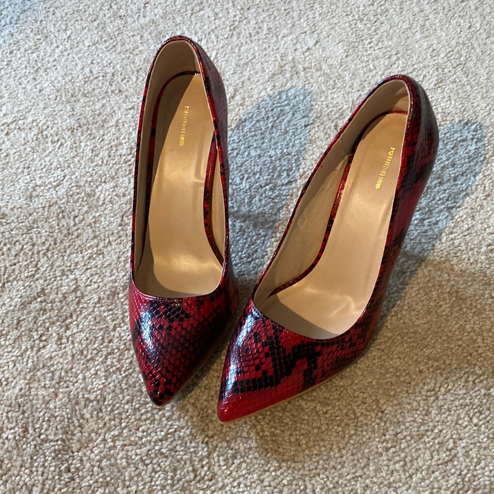 Red Snakeskin pumps